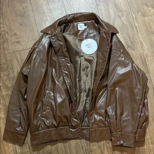 Princess Polly Tan Faux Leather Jacket
